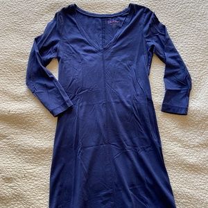 Lilly Pulitzer Cotton V Neck Navy Blue Long Sleeved Dress Size S